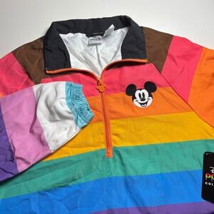 Disney Pride Collection Mickey Mouse Rainbow Quarter Zip Pullover Jacket Adult S